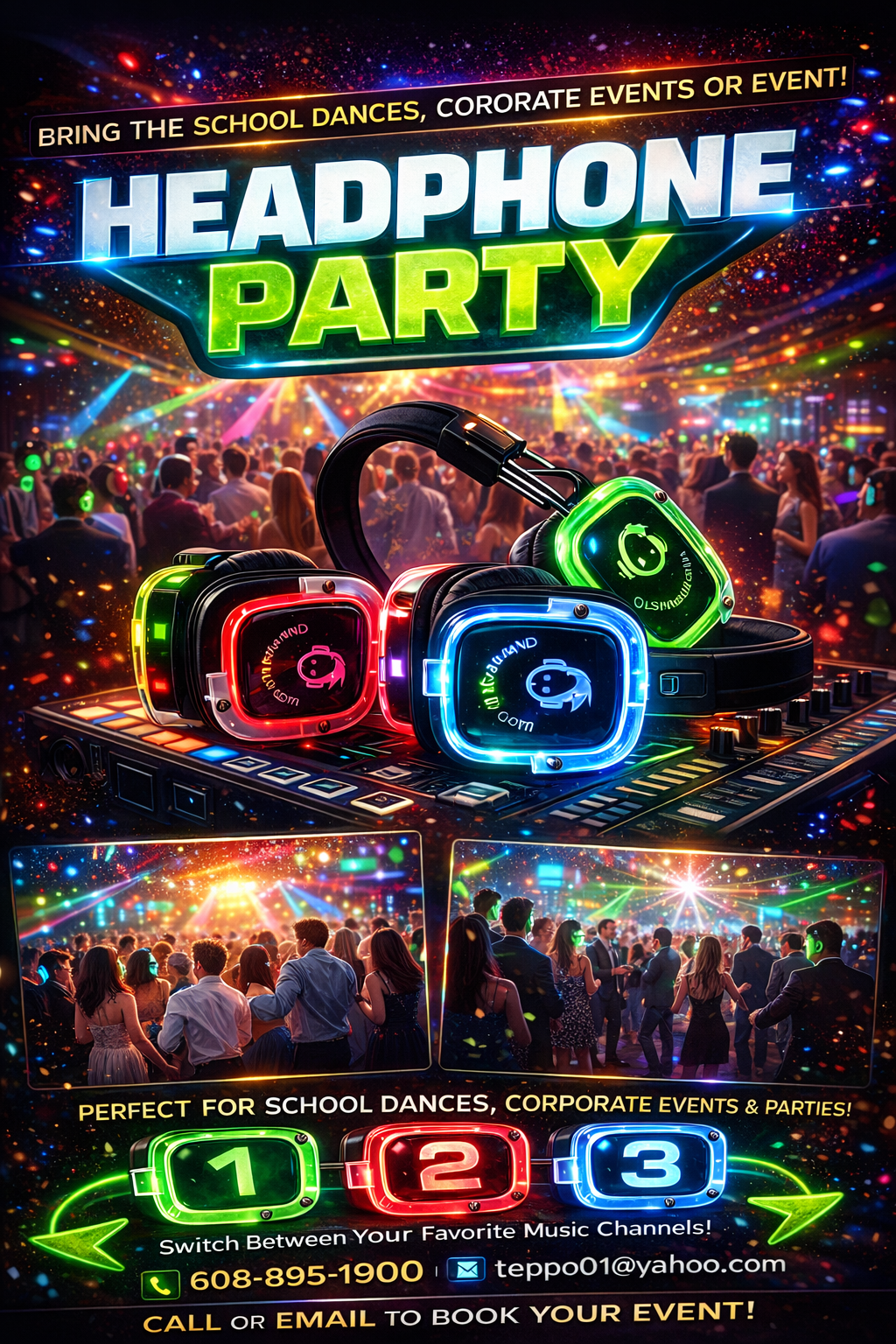 TEPP Silent Headphone Party Flyer